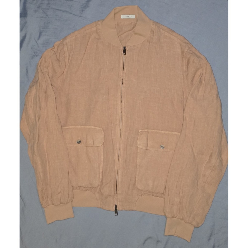 Boglioli Coral Linen Full Zip Jacket Mens EU 52 US 42R Italy Unstructured OC136Q